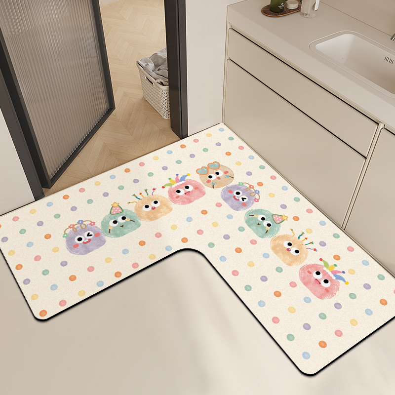 L形浴室地垫卫生间硅藻泥吸水脚垫卫浴门口进门防滑厕所速干地毯