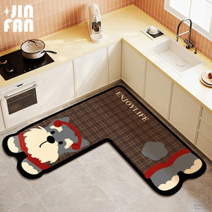 厨房硅藻泥L型吸水地垫转角防滑脚垫浴室厕所门口耐脏可擦免洗垫