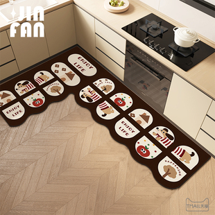 卡通厨房L型地垫硅藻泥吸水垫吸油转角防滑脚垫可擦免洗长条地毯