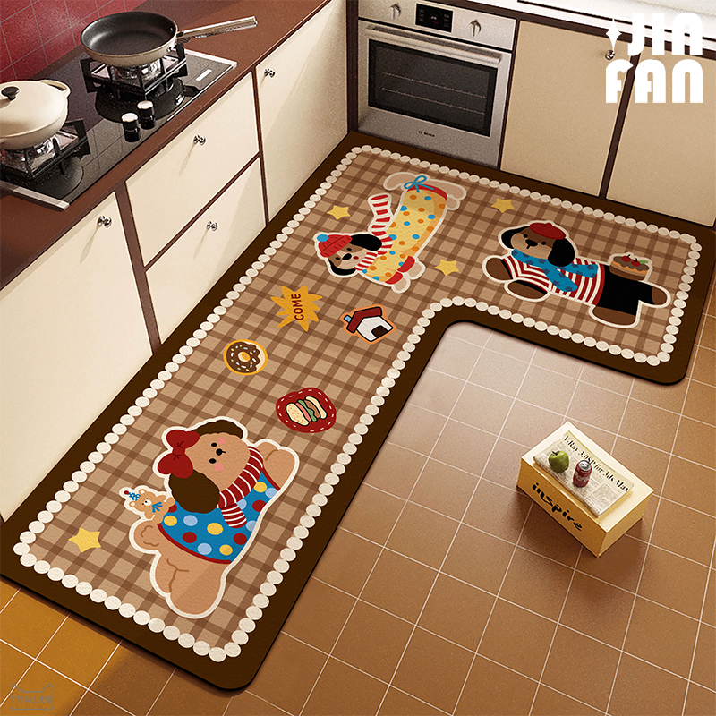 卡通厨房地垫L型硅藻泥吸水垫
