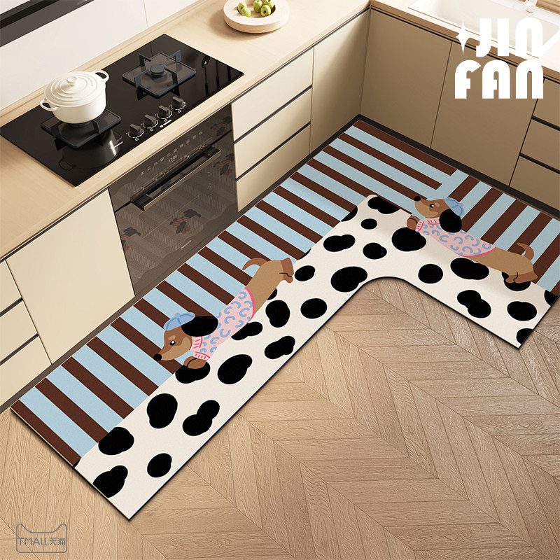 新款L型厨房地垫硅藻泥防滑转角吸水垫可擦免洗家用耐脏专用地毯,居家布艺,厨房地垫,淘宝优惠券,粉丝福利购,淘宝优惠卷