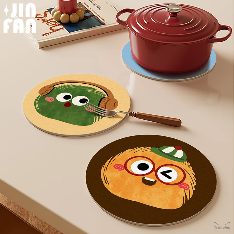 卡通圆形杯垫吸水餐垫隔热垫
