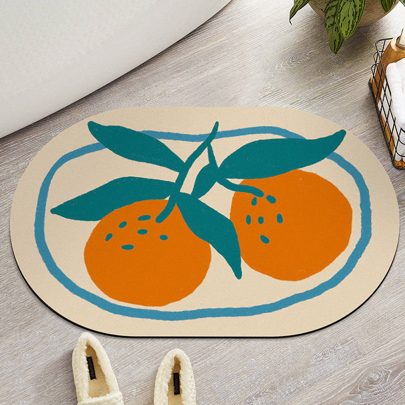 椭圆形硅藻泥吸水垫防滑软垫浴室地垫进门门口脚垫卫生间速干门垫