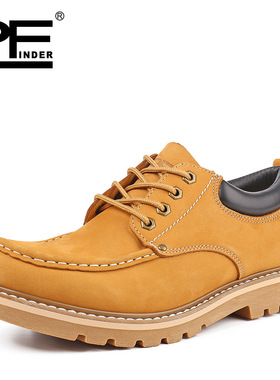 pf固特异低帮大头皮鞋男工装鞋PF春季牛皮复古潮流透气马丁休闲鞋