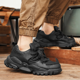 欧美外贸牛皮大头皮鞋男工装靴翘头低帮复古犀牛角厚底驾车乐福鞋