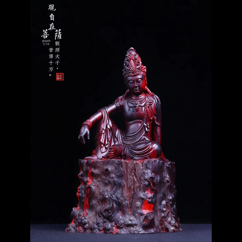 印度小叶紫檀木雕关公观音龙动物摆件关公财神招财供奉雕刻工艺品