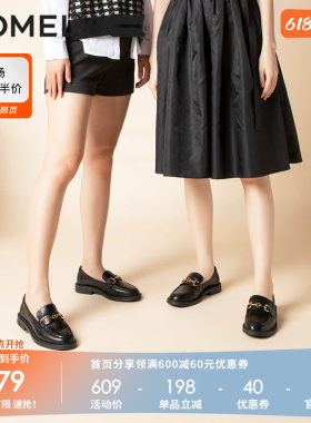 康莉comely乐福鞋女秋季新款复古英伦休闲黑色通勤小皮鞋子