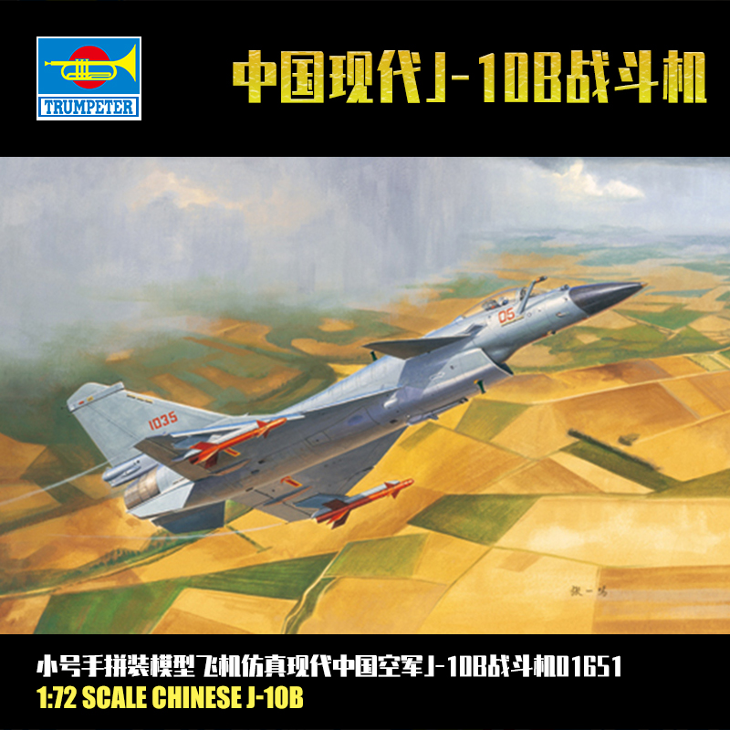 小号手1:72现代中国空歼J10B战斗机 军事拼装模型飞机仿真01651