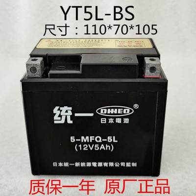 12V5A摩托车电瓶干蓄电池YT5L-BS 100 WH100小公主电池