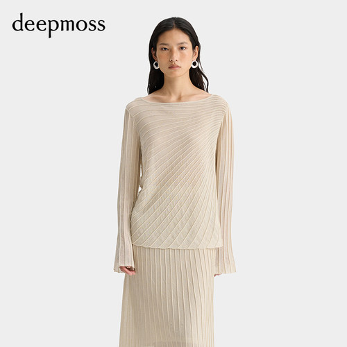 deepmoss闪葱放射罗纹针织衫