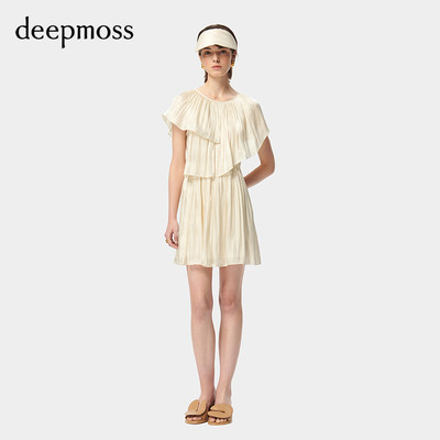 deepmoss水泽不规则拼接连衣裙