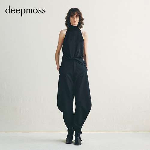 【deepmoss】2026秋冬新款珀影黑纽结挂脖背心