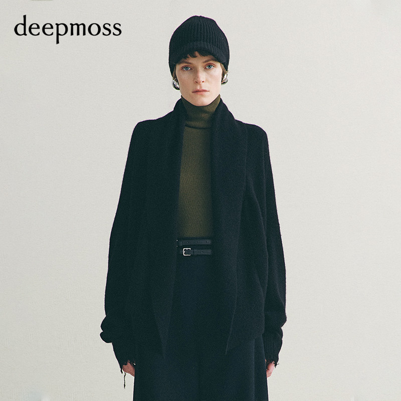 【deepmoss】2026秋冬新款雾黑茧形针织开衫外套图片