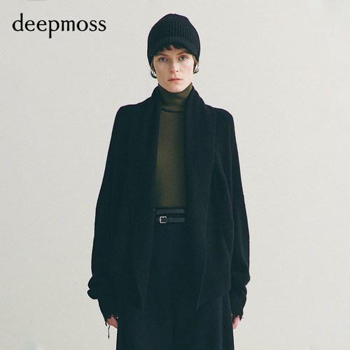 【deepmoss】2026秋冬新款雾黑茧形针织开衫外套