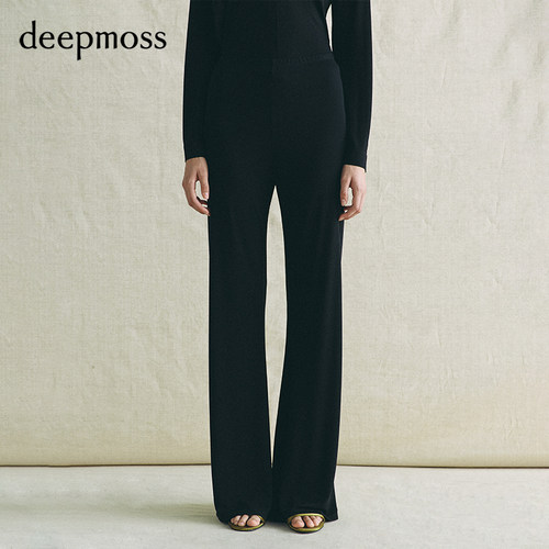 【deepmoss】2026春夏新款缎黑垂坠阔腿裤