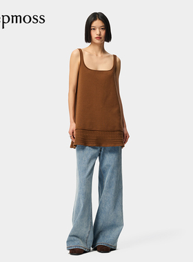 【deepmoss】女士设计感时尚休闲气质俏皮A字裙吊带上衣