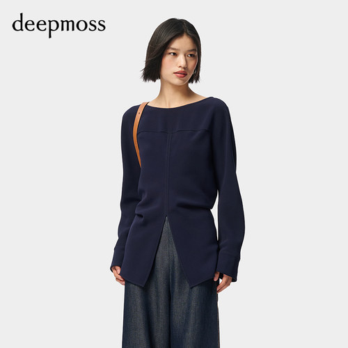 deepmoss船型领T字分割上衣