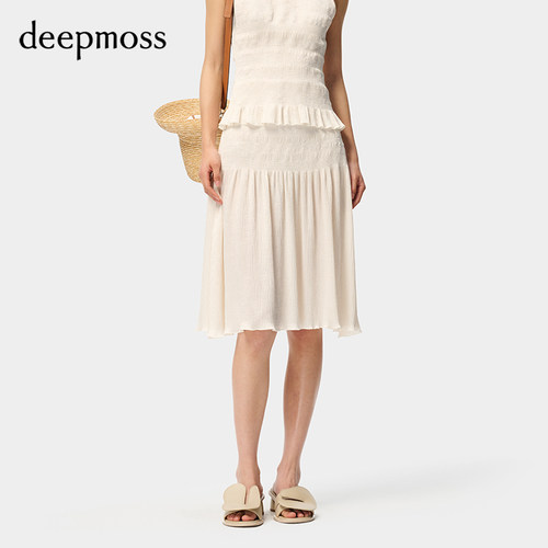 deepmoss手工打揽褶皱半身裙