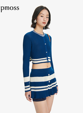 【deepmoss】优雅气质复古潮流气质女士空气羊毛短款针织开衫上衣