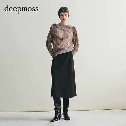 【deepmoss】2026秋冬新款烟波粉羊毛混纺折迹上衣