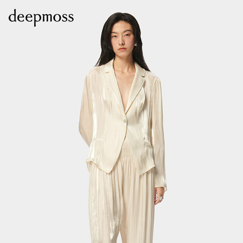 deepmoss水泽荡褶百搭简约西装