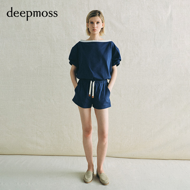 【deepmoss】2026春夏新品贝帛堆袖卫衣短袖T恤上衣卫裤