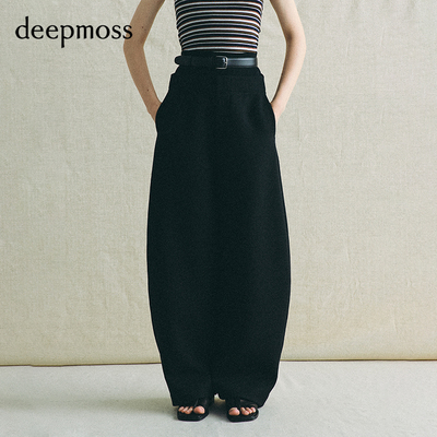 deepmoss雾黑拼接腰头轻盈香蕉裤