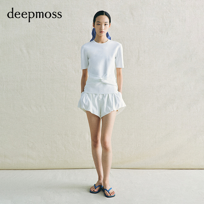 deepmoss扭结T恤短袖上衣