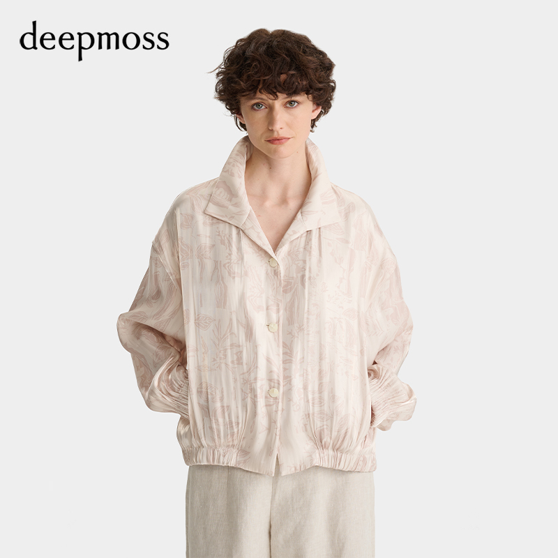 水中倒影印花水泽立领廓形外套