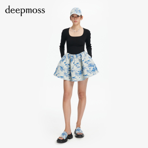 【deepmoss】时尚复古潮流气质提花拼接芭蕾舞裙A字连衣裙女