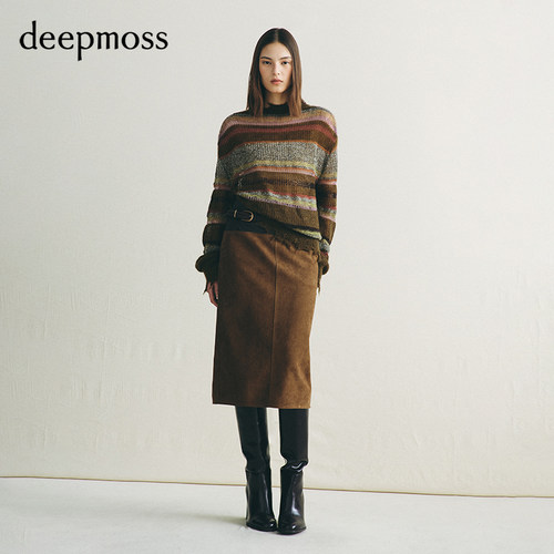 deepmoss岩层缤灰羊毛混纺毛衣