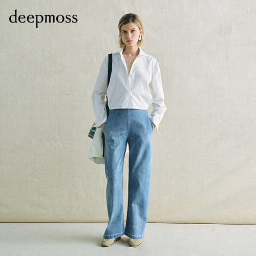 deepmoss云母简约收摆短衬衫