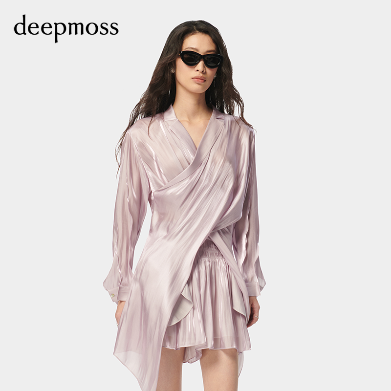 deepmoss气质水泽交叠长袖衬衫