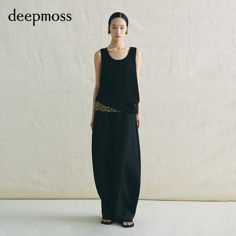 【deepmoss】2026春夏新款黑绿果核拼接背心