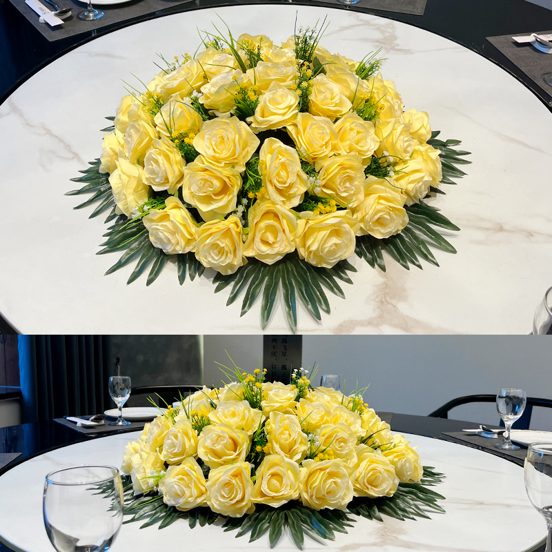 酒店餐桌花摆花圆形台花装饰摆件
