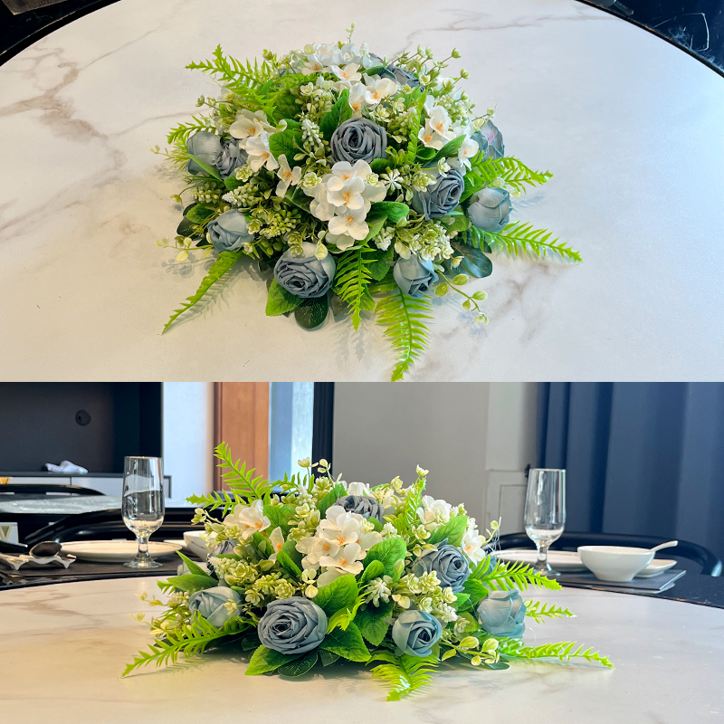 包厢电动转盘装饰花餐桌花摆花