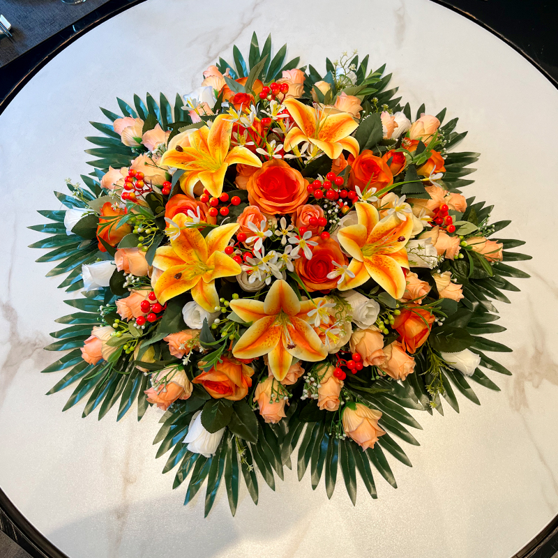 酒店餐桌花饭店餐厅高端仿真假花