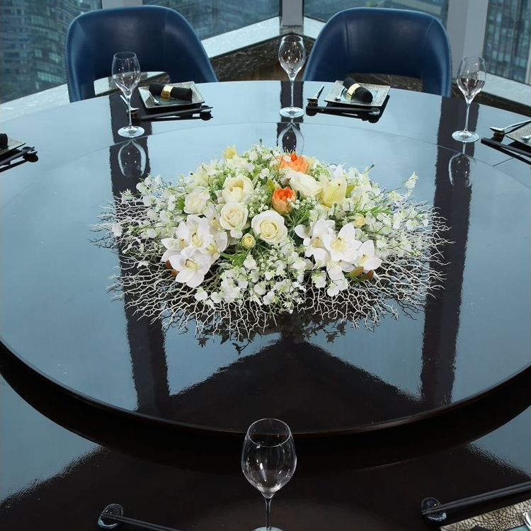 酒店圆桌转盘餐桌花仿真花
