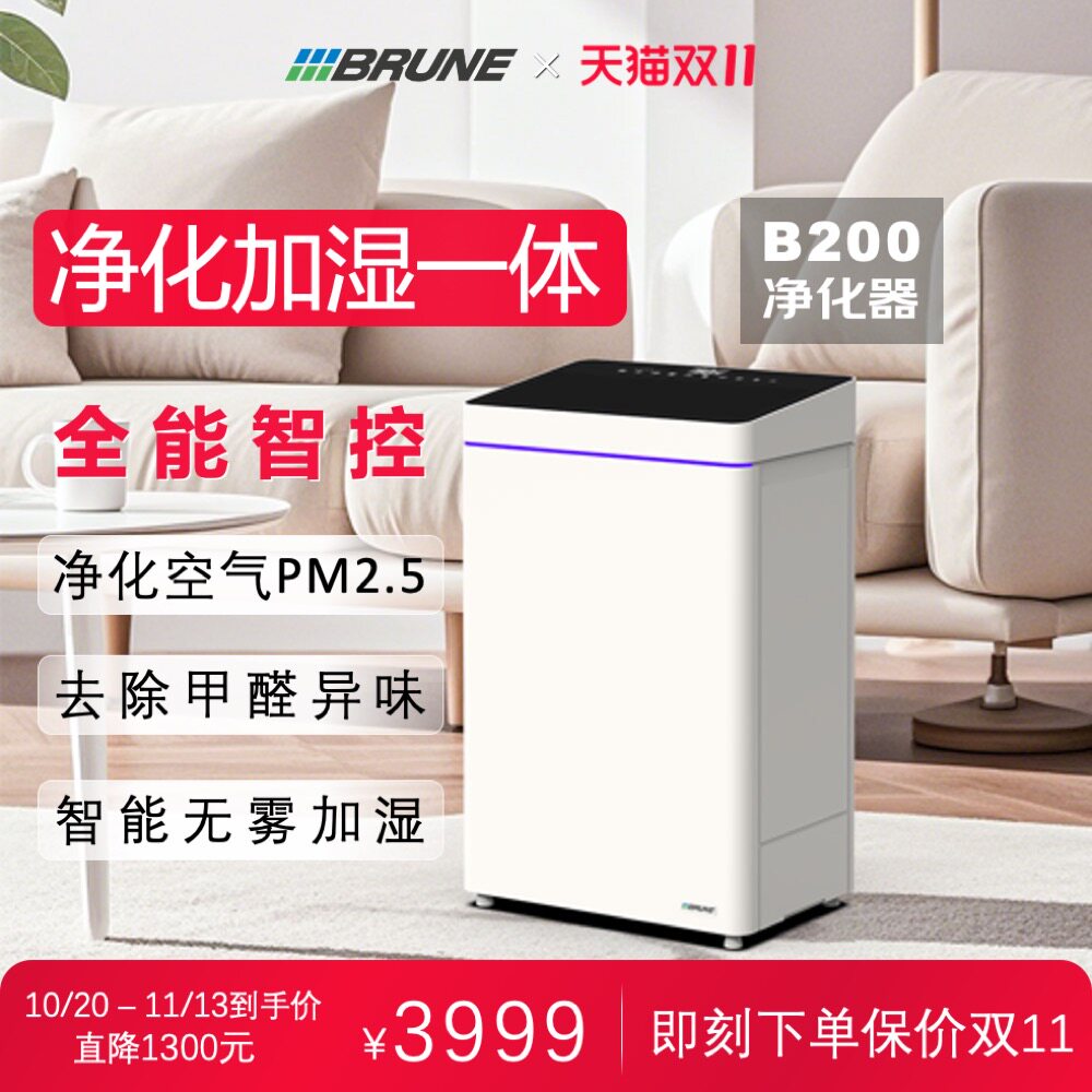 博沃纳（BRUNE）B200家用空气净化加湿一体机除甲醛客厅卧室