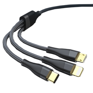 数据线三合一充电线一拖三5A超级快充器三线多头适用苹果三头安卓华为车载三口多用个头40W闪充type-c加长2米