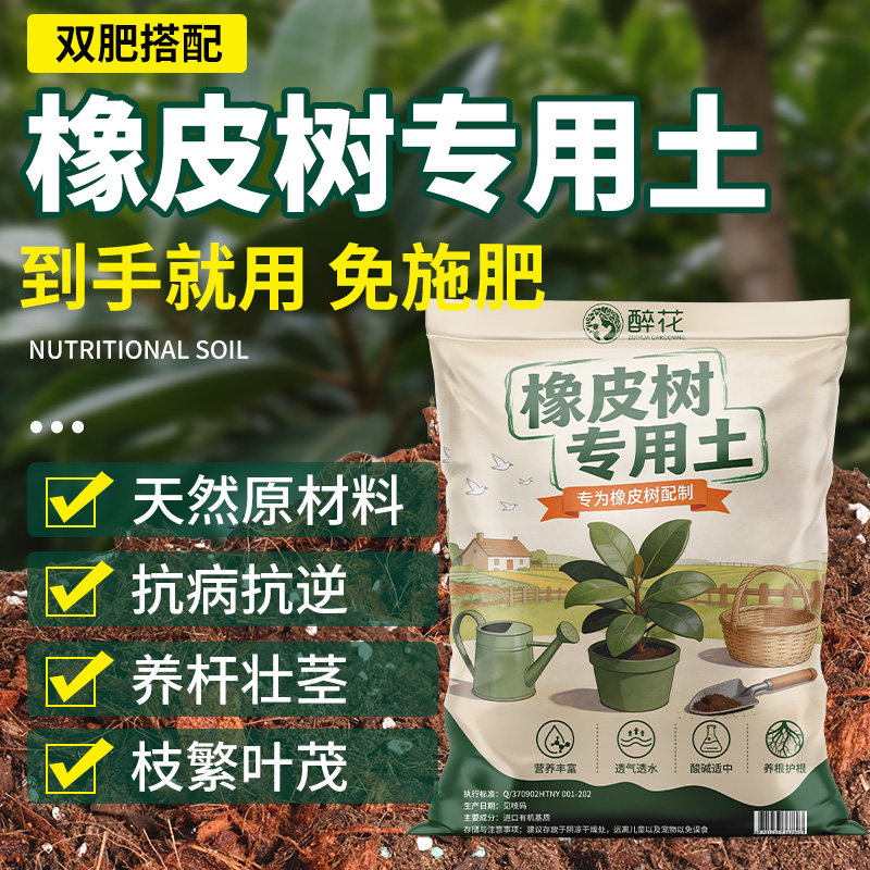 进口橡皮树专用土小盆栽黑金刚红关公雀斑小姐营养土阳台泥炭土