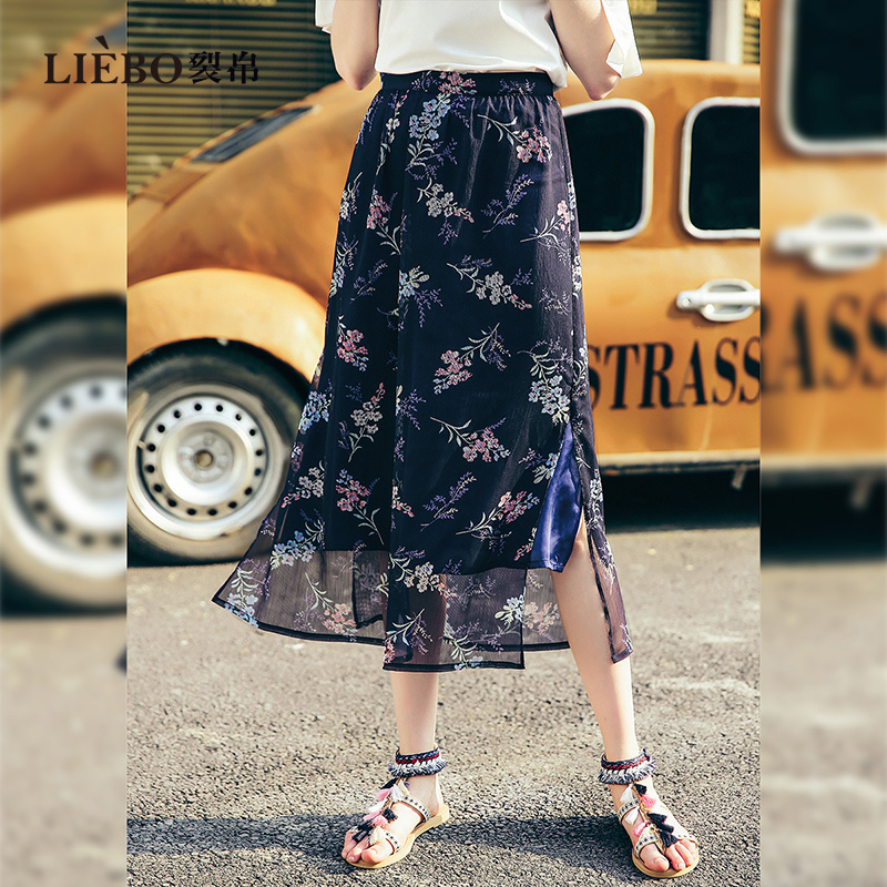 LIEBO/裂帛中长裙直筒裙民族风