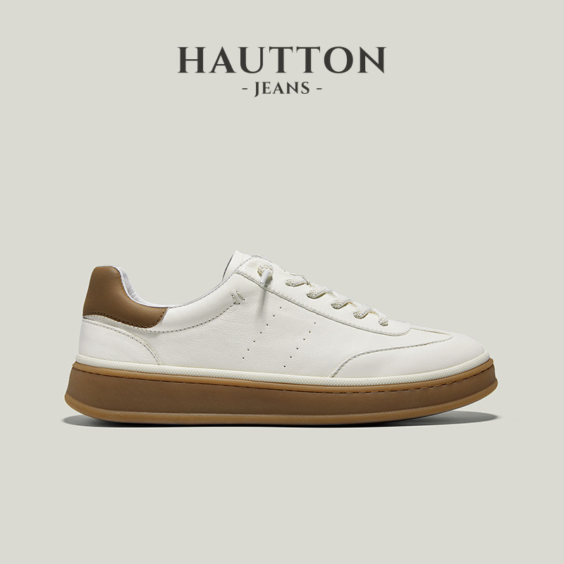 【王一博同款】HauttonJeans老钱风男鞋德训鞋男2026新款白色板鞋
