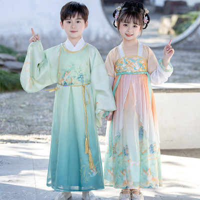 汉服男童2025新款帅气中国风夏款古风唐装女童超仙古装儿童国学服