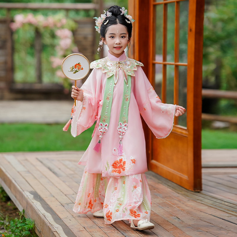 明制汉服女童套装中国风云肩古风月兔唐装2026新款儿童春秋中秋节