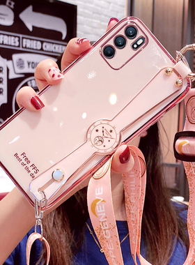 适用opporeno6手机壳reno6pro腕带保护oppo硅胶套reon6por十镜头全包防摔5G软壳opporeon女oppreno新款网红挂