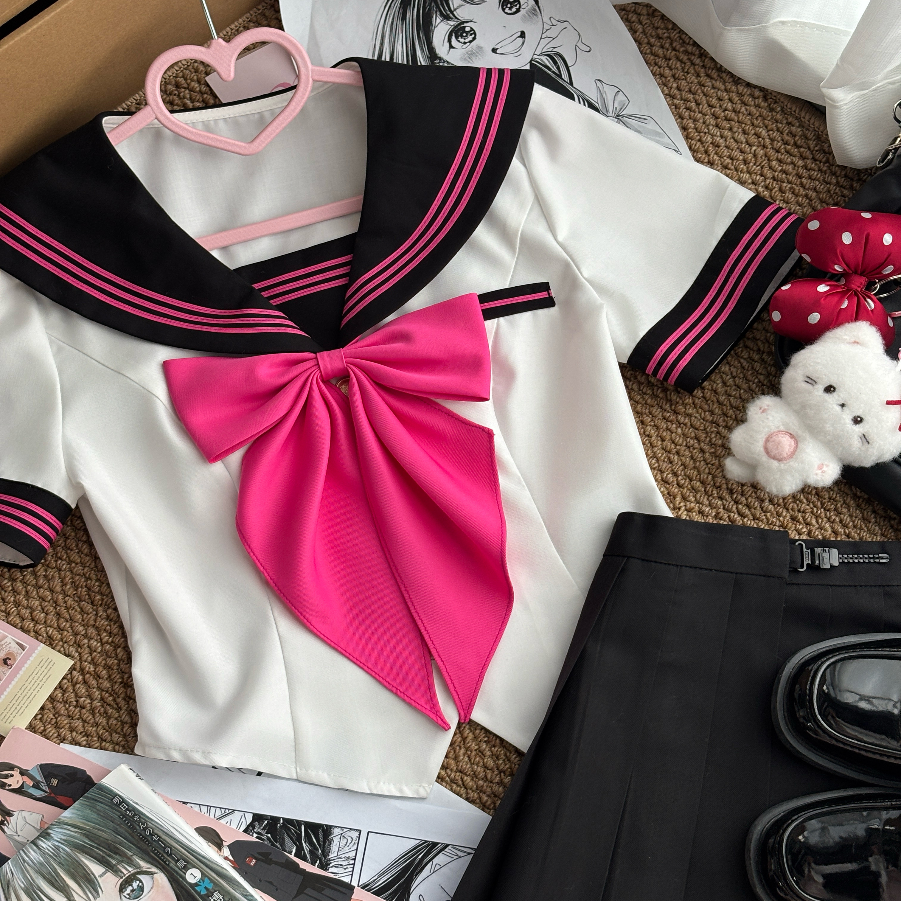 【御茶家小巧莓】夏日JK收腰水手服套装日系学院风校供制服百褶裙