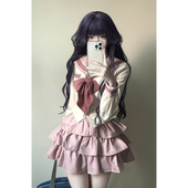 长袖 JK收腰水手服套装 春秋学院风校供制服百褶裙 御茶家小巧莓