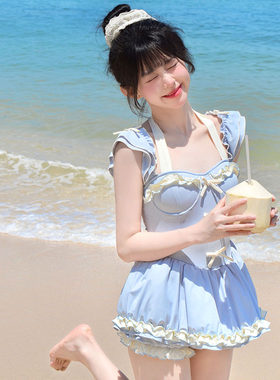 御茶家芝芝海盐学生连体泳衣