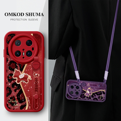 美赞仕豹纹小马适用华为mate70手机壳新款mate60腕带mate支架斜挎50可背40挂绳30女生防摔保护套保时捷高级感